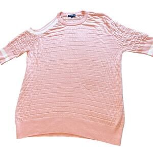 Pink & White One Shoulder Henny & Paulie Sweater - Small Cotton/Silk